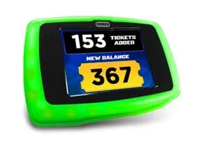 A green fitness tracker displaying 153 active calories and a new balance score of 367.