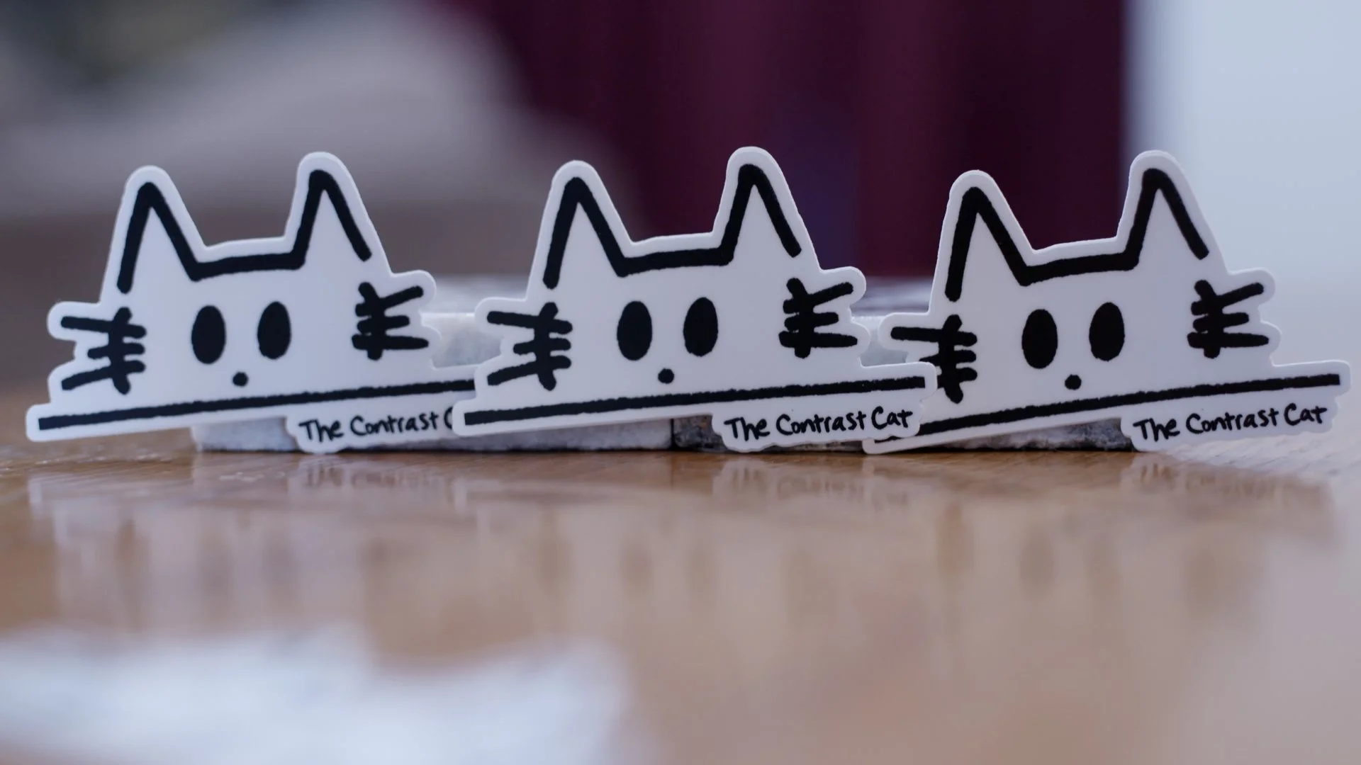 The Original Contrast Cat Sticker: Three-Pack