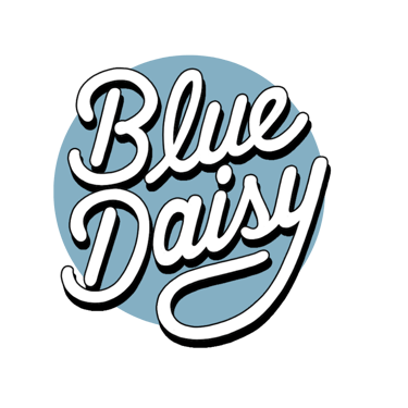 Blue Daisy logo with white script text inside a light blue circle.