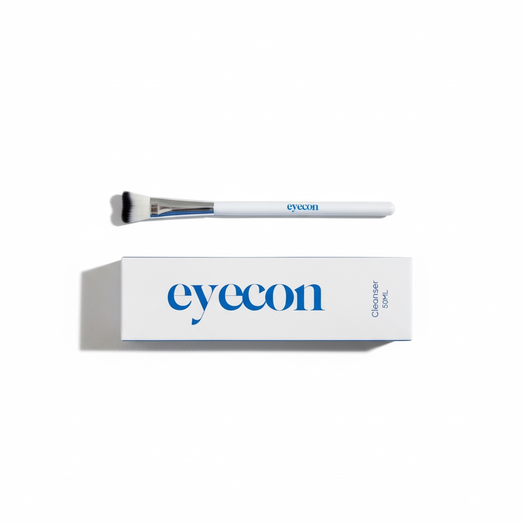 Eyecon lash cleansing brush for applying cleanser to eyelash extensions safely