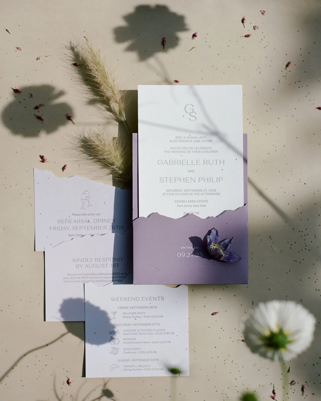 Did you know SociaLife offers in-house stationery design?

From invitations and wedding websites to weekend itineraries, seating charts, menus, table numbers, custom signage, and even cocktail napkins &mdash; our paper goods are thoughtfully designed