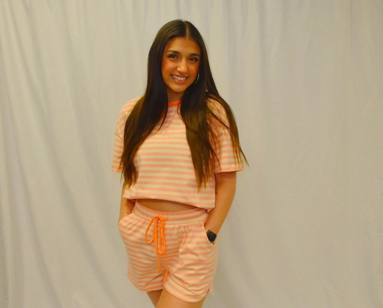 Stripe Tee and Shorts Matching Set