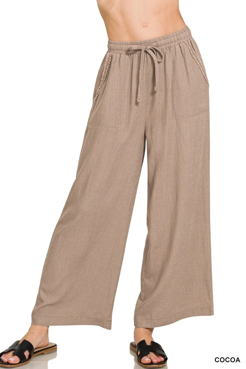 Cocoa Wide Leg Linen Pants