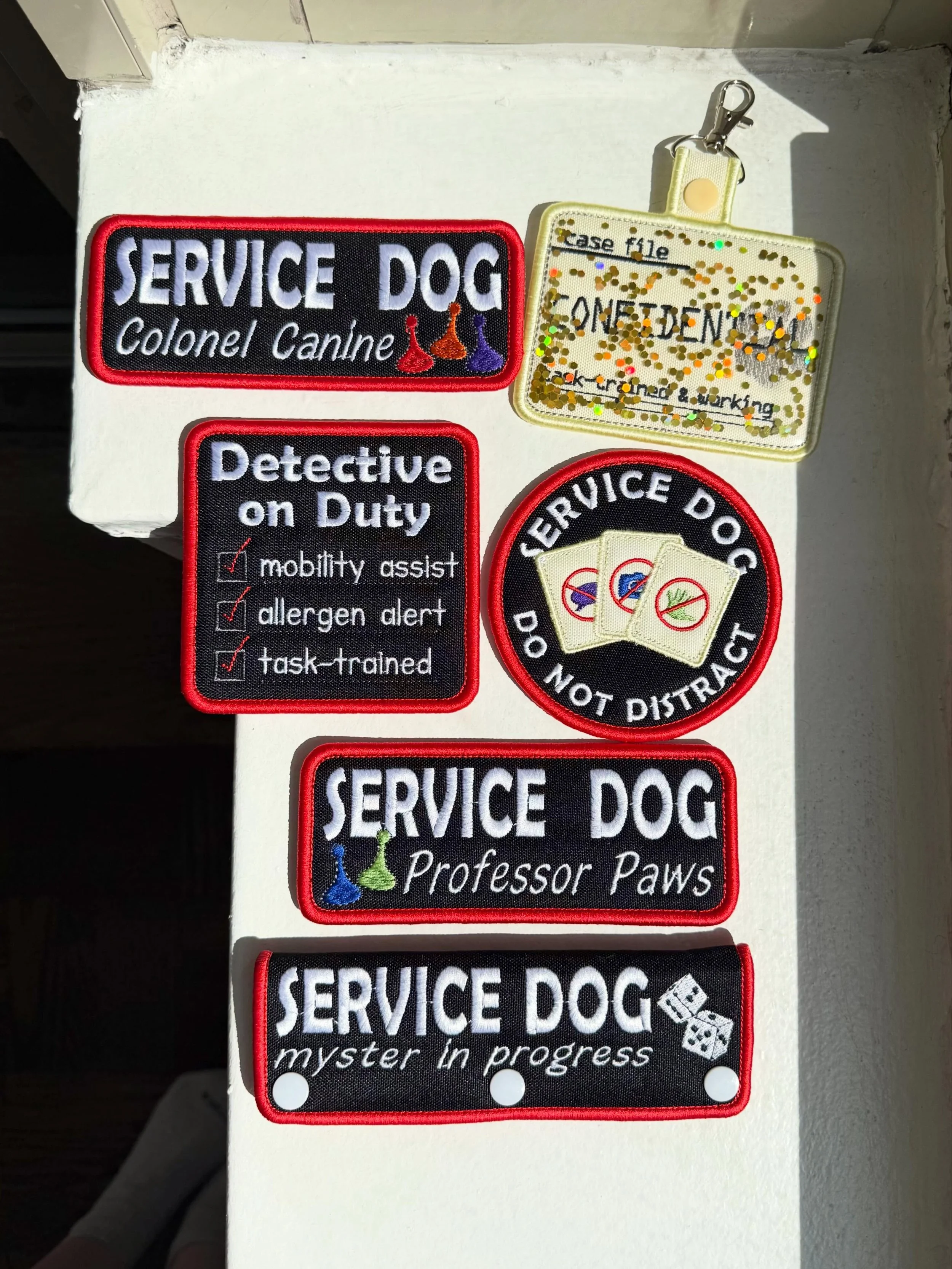 Clue set for @willowscopilot !! This set was such a fun challenge! It&rsquo;s unlike any theme I&rsquo;ve ever done before and it was super cool incorporating aspects of the game and movie into a cohesive patch set, tab, and wrap! @willowscopilot alw
