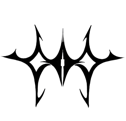 Black tribal-style bat tattoo design with pointed wings and body.