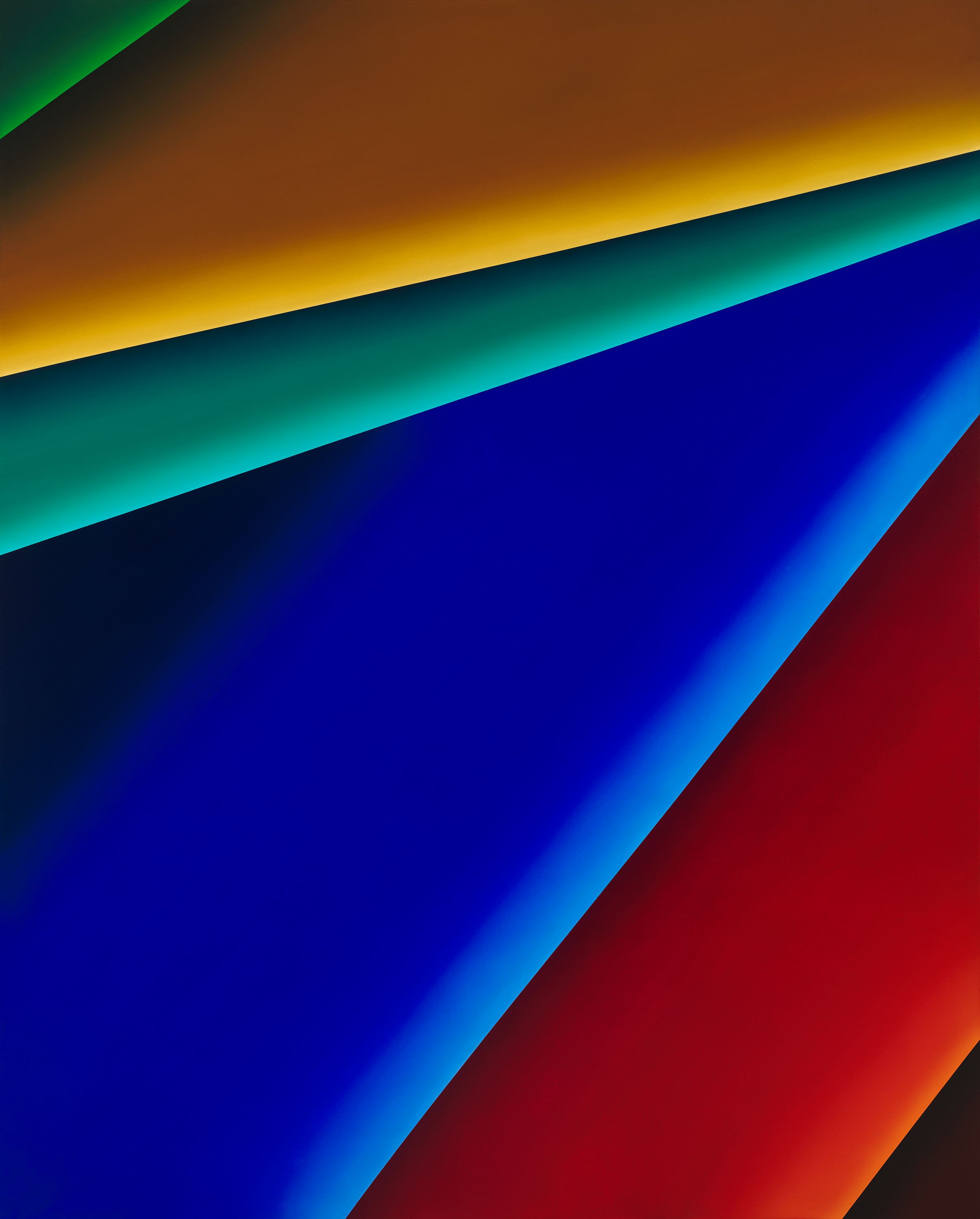 Abstract colorful diagonal gradient background with shades of yellow, teal, blue, red, and black.
