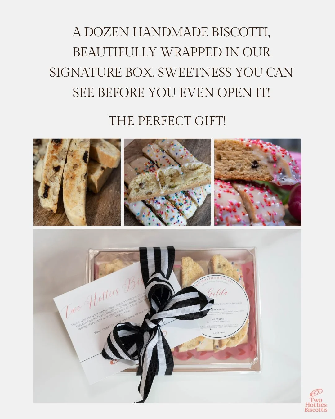 The perfect gift! #twohottiesbiscottis #gifts #biscotti #biscottibakery #biscottihouse #dublinohiobiscotti