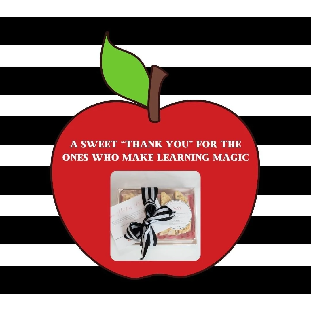 Teacher gifts made easy! We're approaching the end of the school year. Twelve biscotti, beautifully wrapped, guaranteed to make the last week of school a little sweeter. Order at www.twohottiesbiscottis.com #teachergifts #teacher #thankateacher #bisc