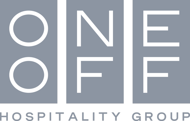 Sign with the words "O One F F" and "Hospitality Group" at the bottom.