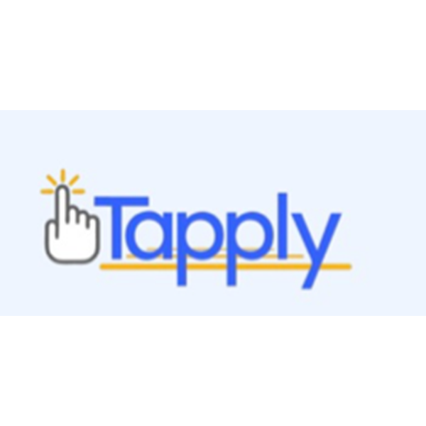 Logo with a hand icon clicking and the word "Tappy" in blue with an underline.