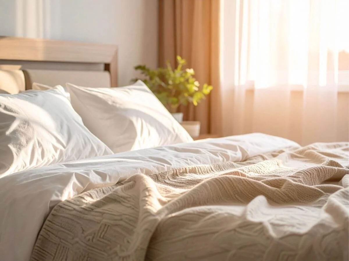 Sunlight streaming into a bedroom in the morning, representing the daily routines and healthy habits that support bipolar disorder management.