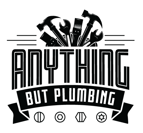 Logo with plumbing tools above, with the text 'Anything but Plumbing' and plumbing icons at the bottom.