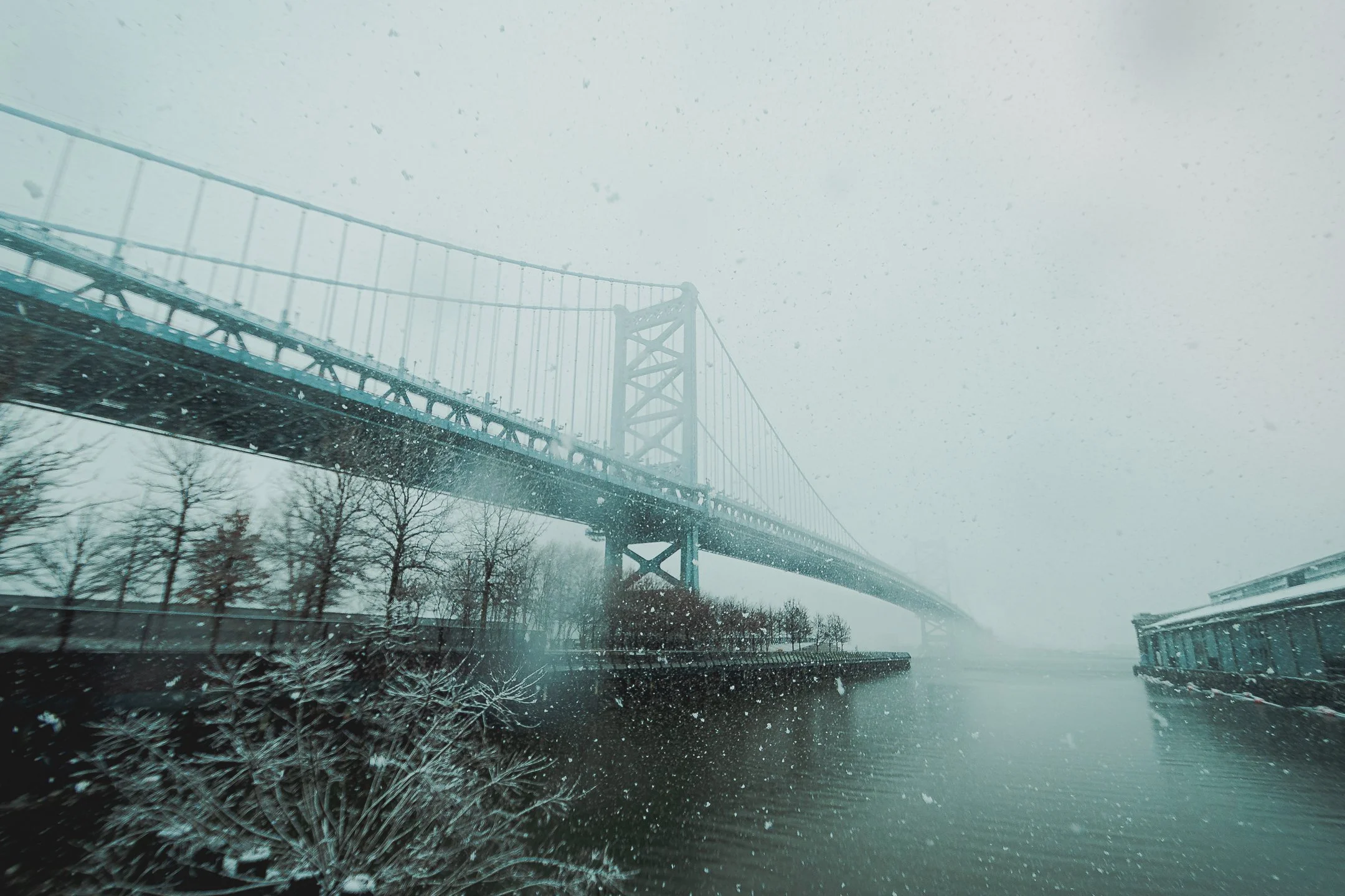 A snowy Race Street Pier, Philadelphia PA