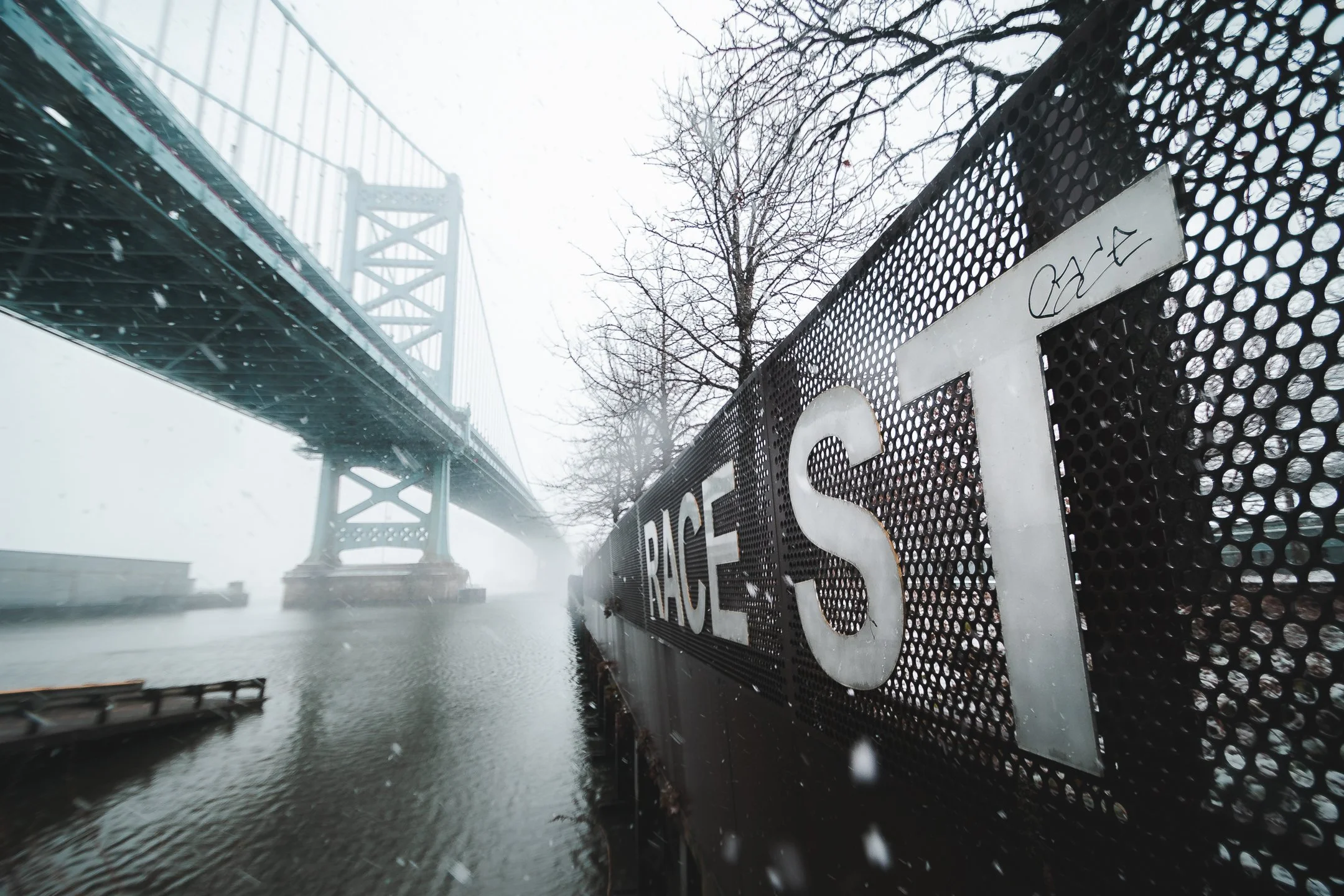 Race Street Pier in the snow, Philadelphia PA