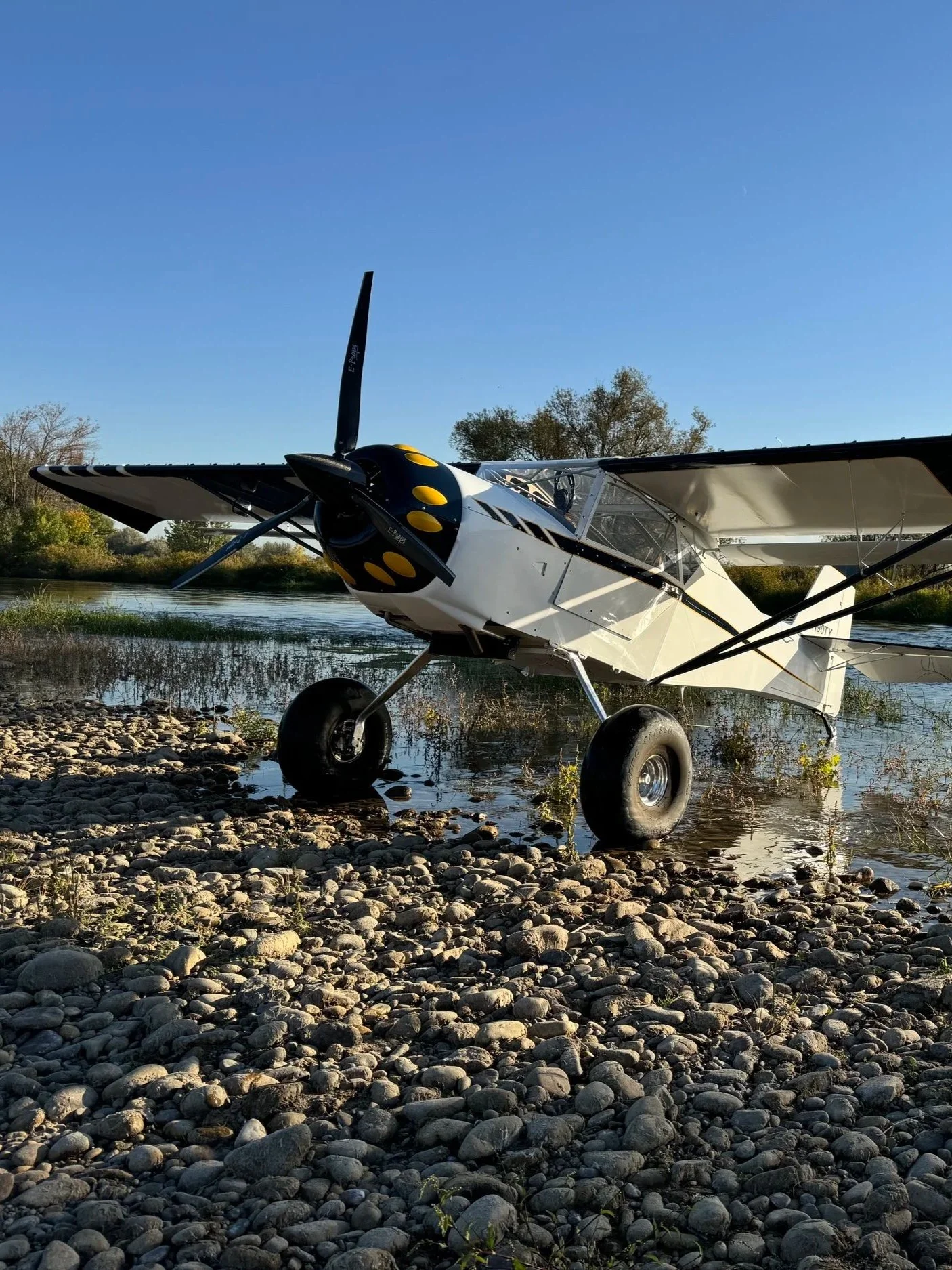 This is our favorite Kitfox, we call Evinrude. It's a Kitfox IV, with a Rotax 912, a Constant Speed E-Prop, and Extended Grove Spring Gear.