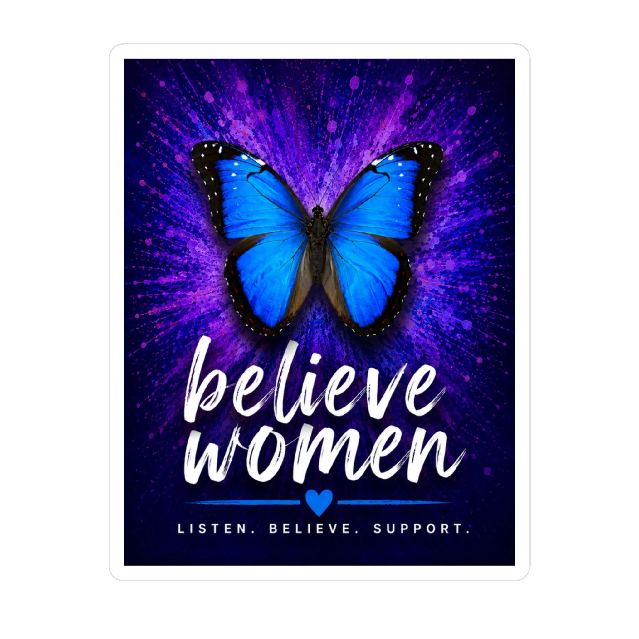 Believe Women Blue Butterfly Sticker