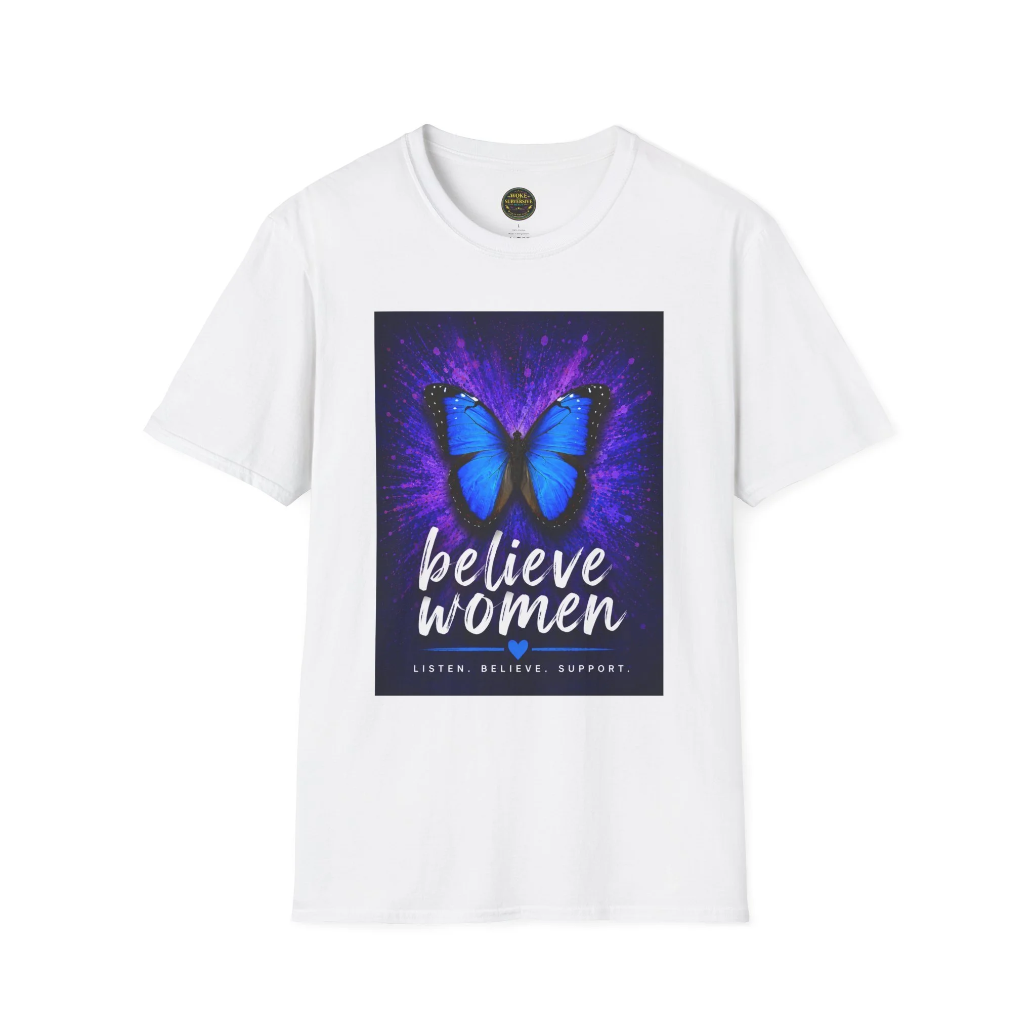 Believe Women Blue Butterfly T-Shirt