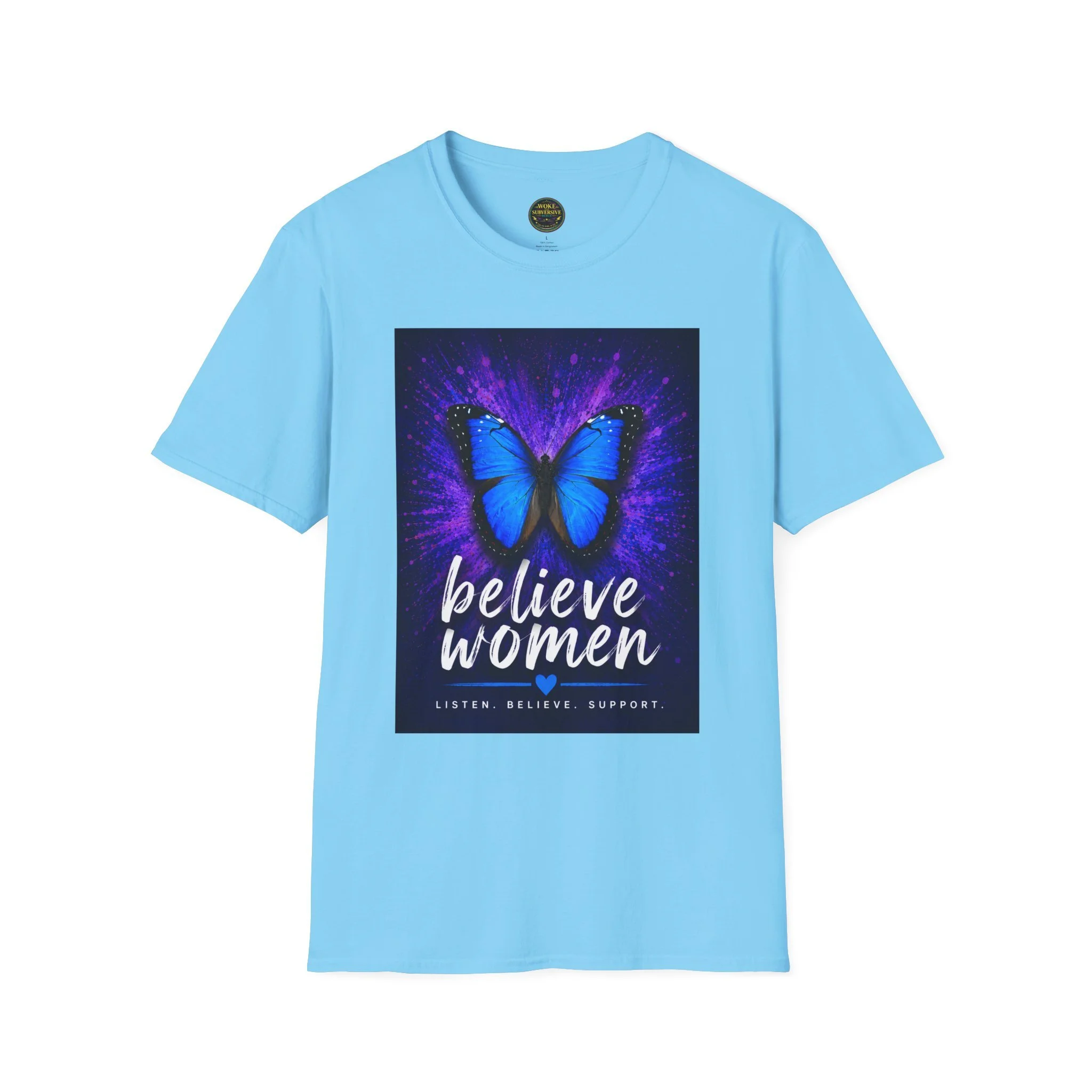 Believe Women Blue Butterfly T-Shirt