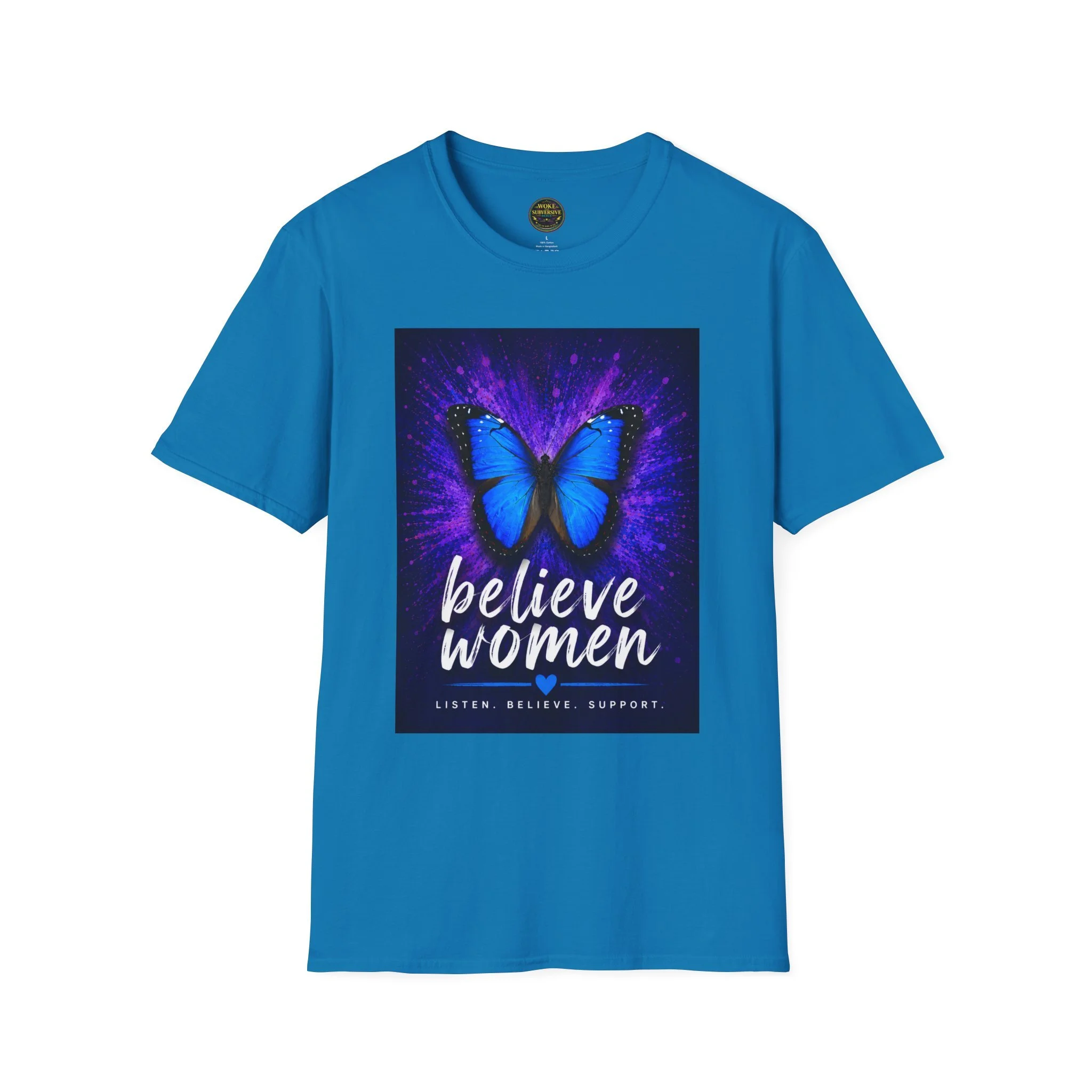 Believe Women Blue Butterfly T-Shirt