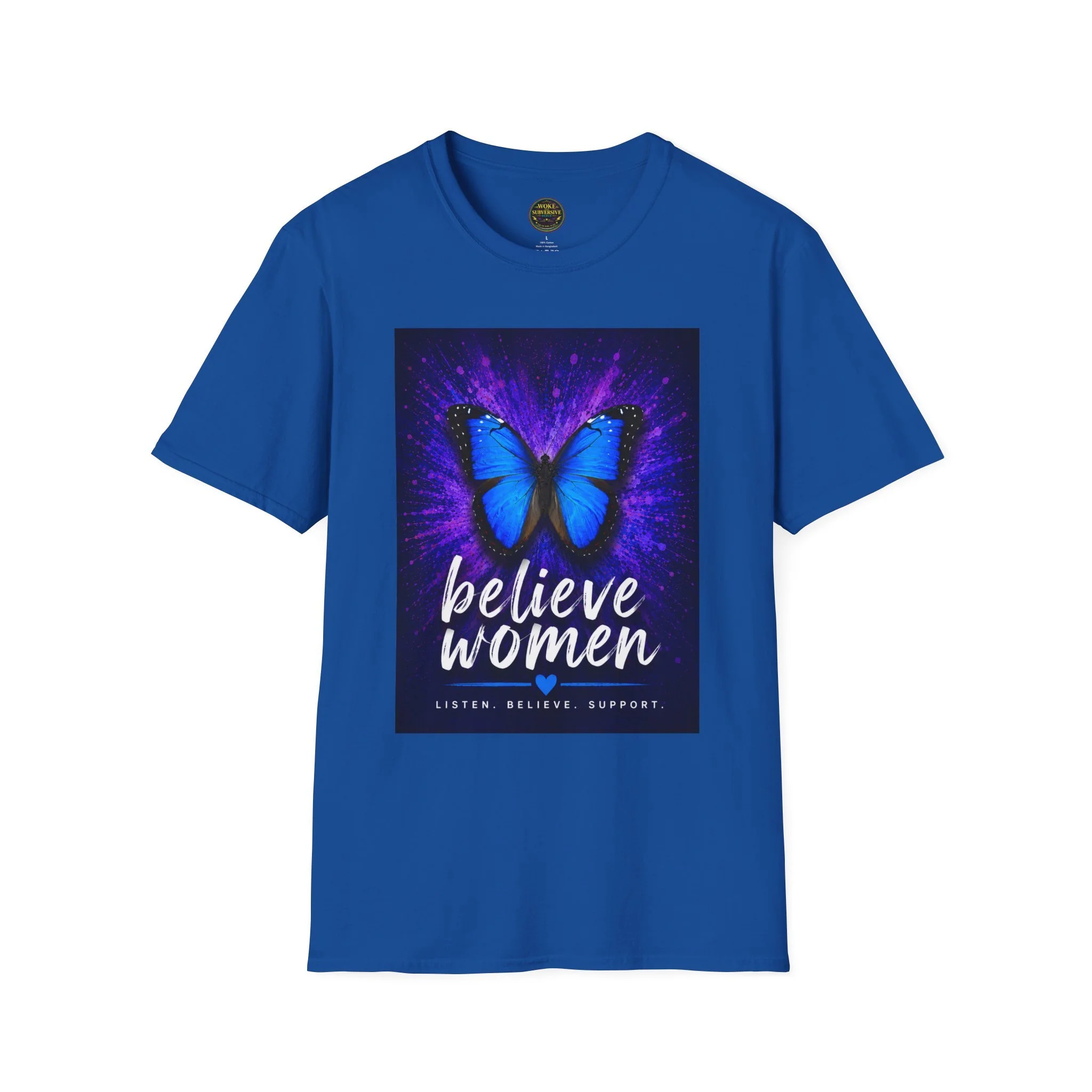 Believe Women Blue Butterfly T-Shirt