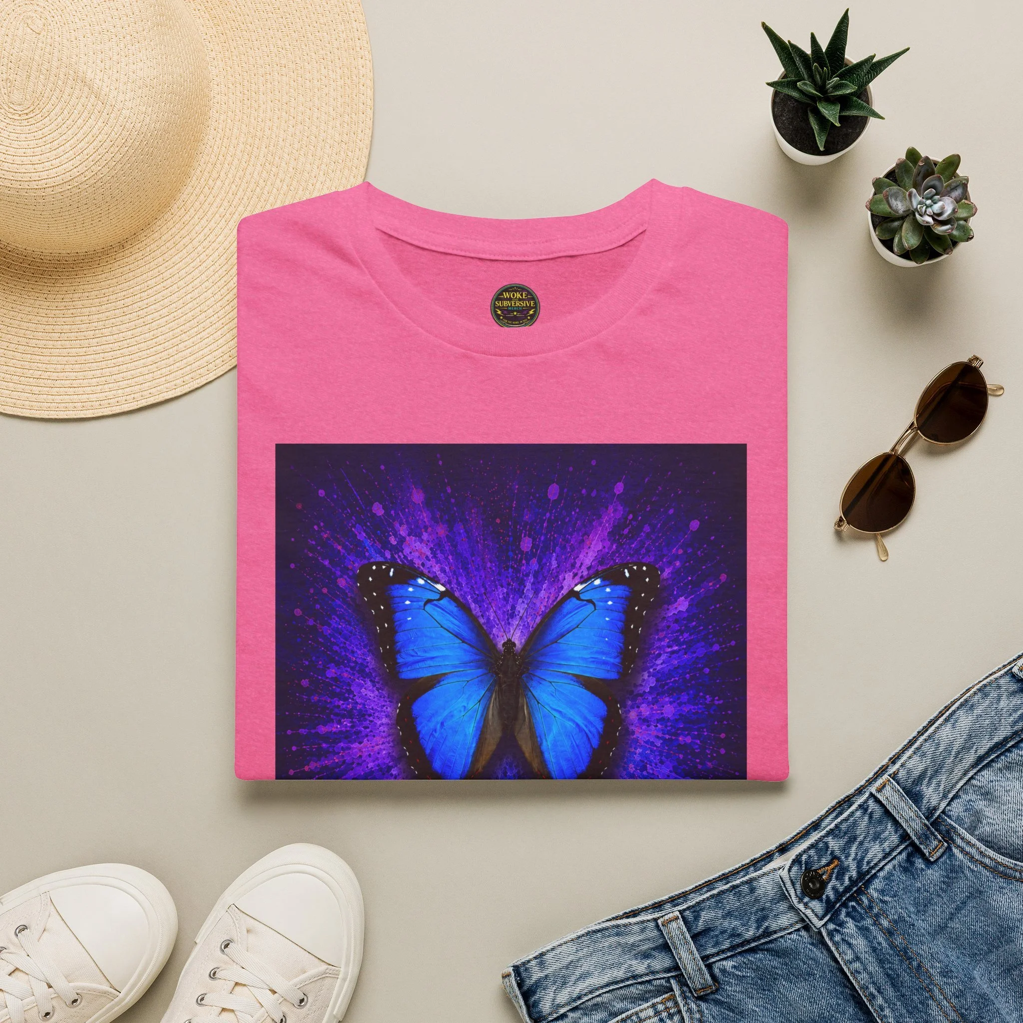 Believe Women Blue Butterfly T-Shirt