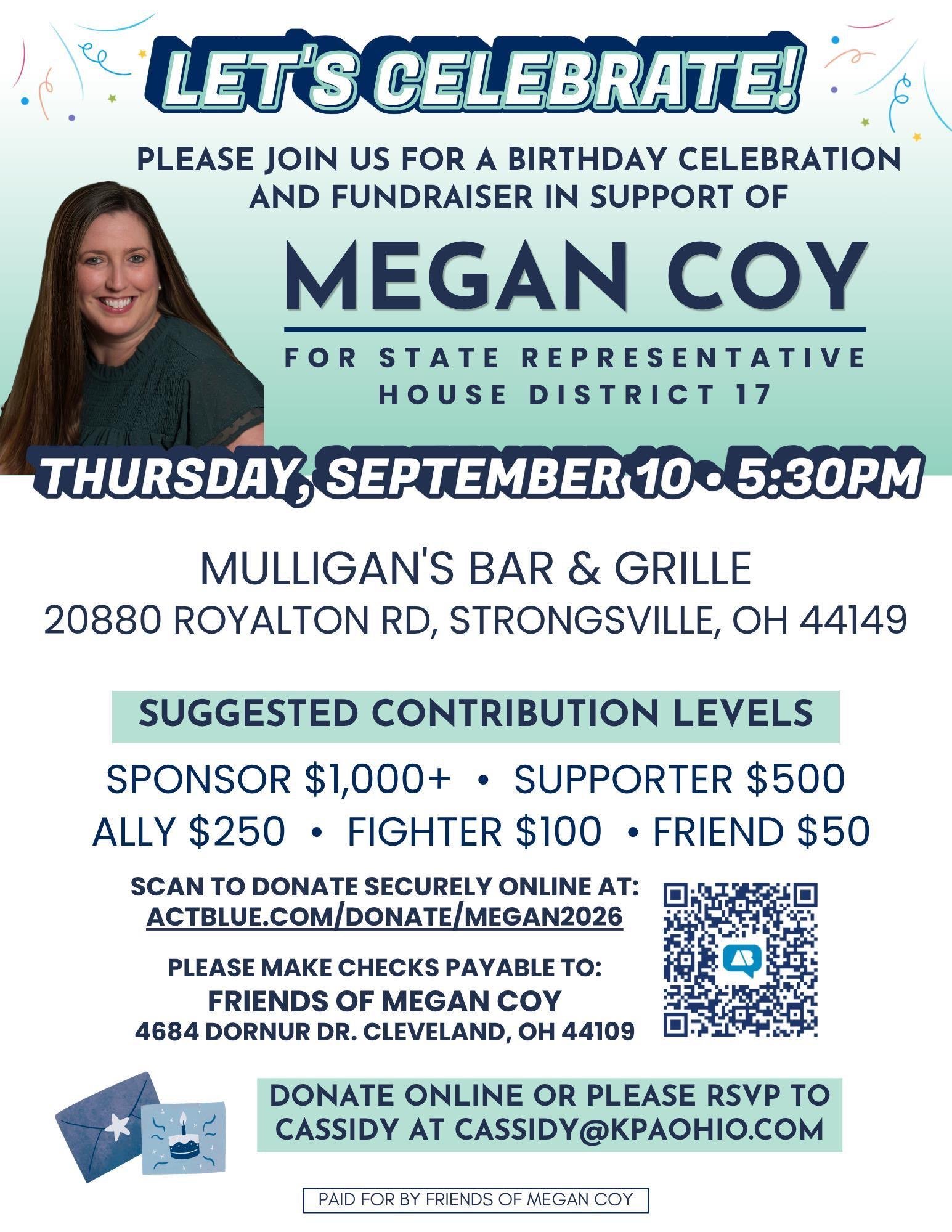Megan Coy's Birthday Fundraiser