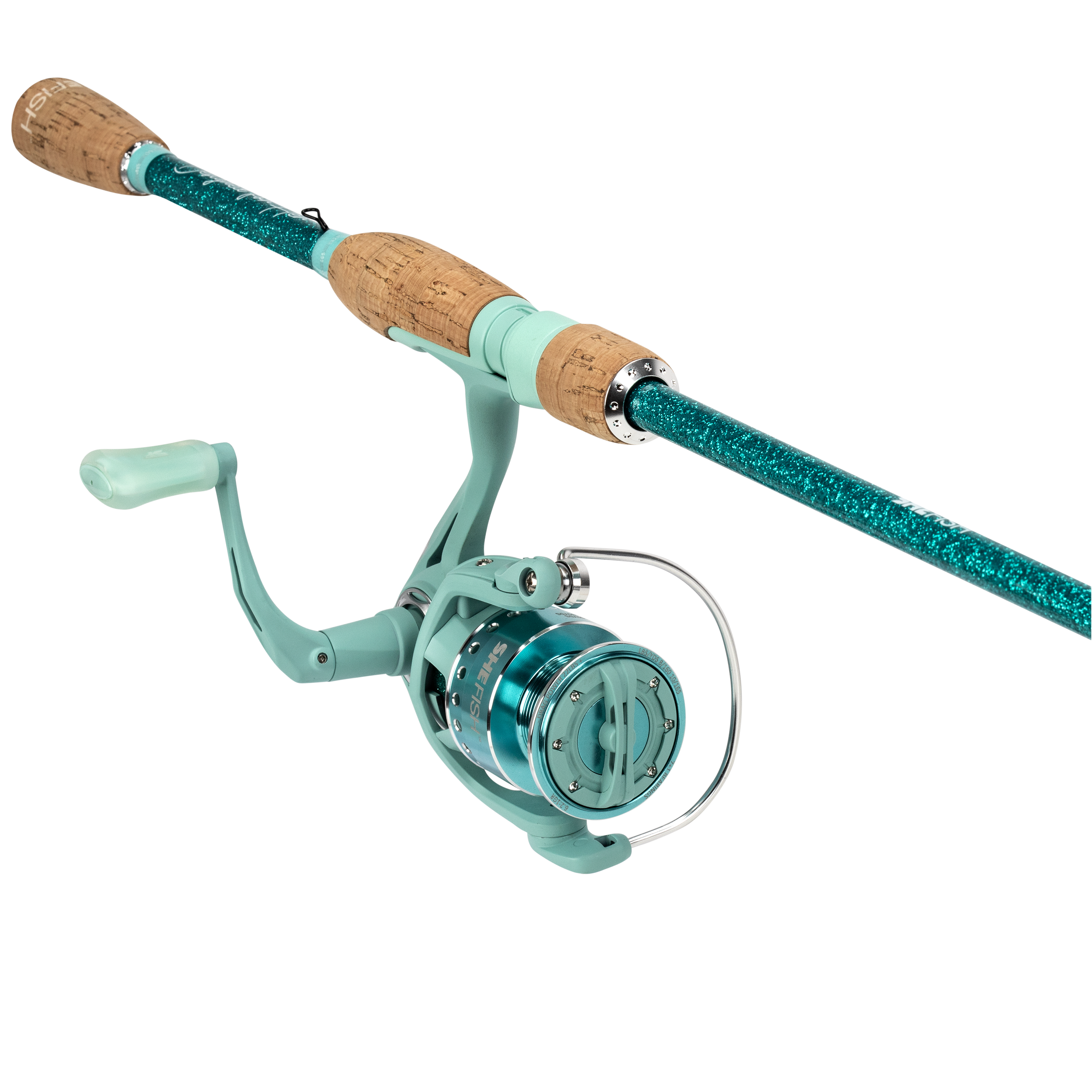 6'6" SheFish Sparkle Elite Spin Combo - Teal
