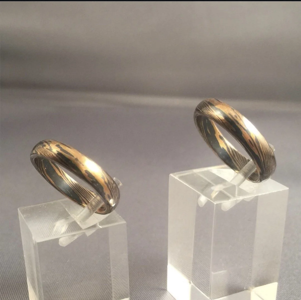 Gold and Silver Mokume Gane Wedding Bands