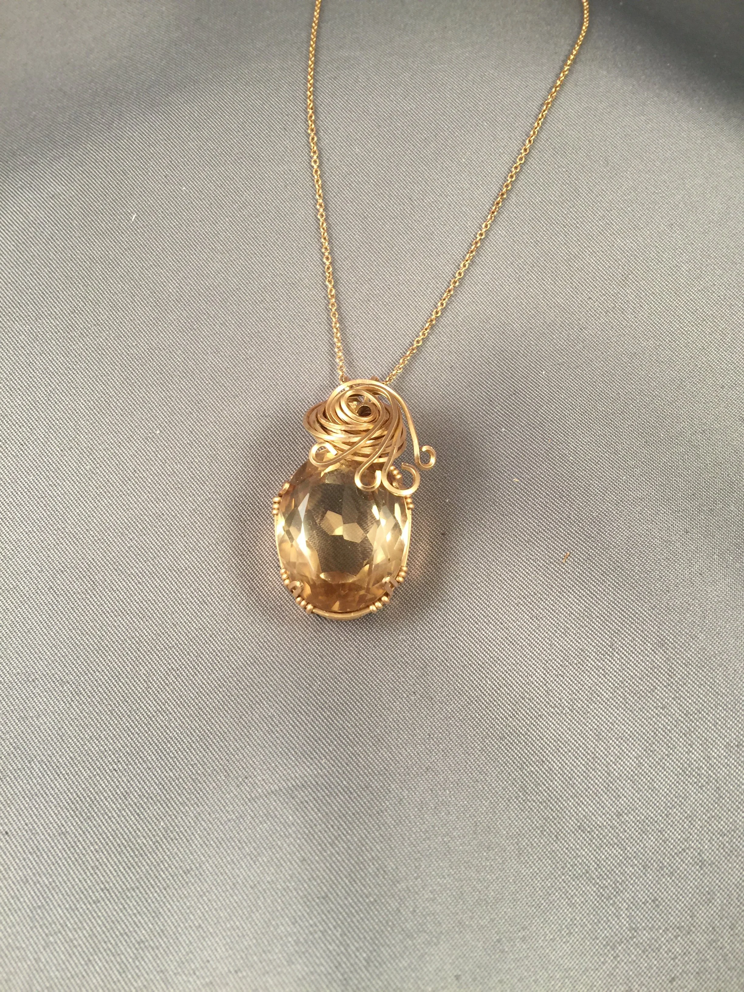 Citrine wire wrapped necklace