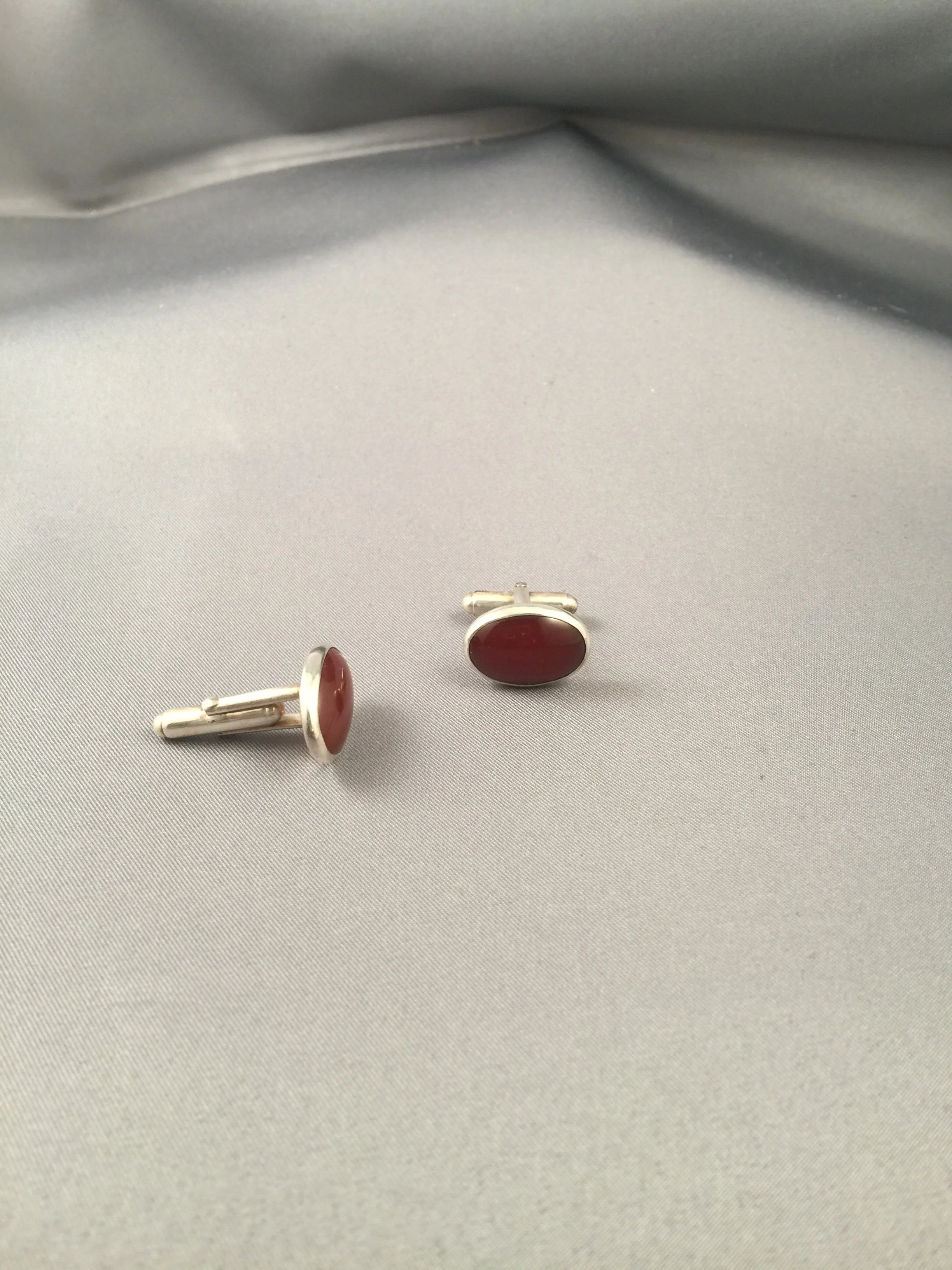 Carnelian Silver Cuff Links