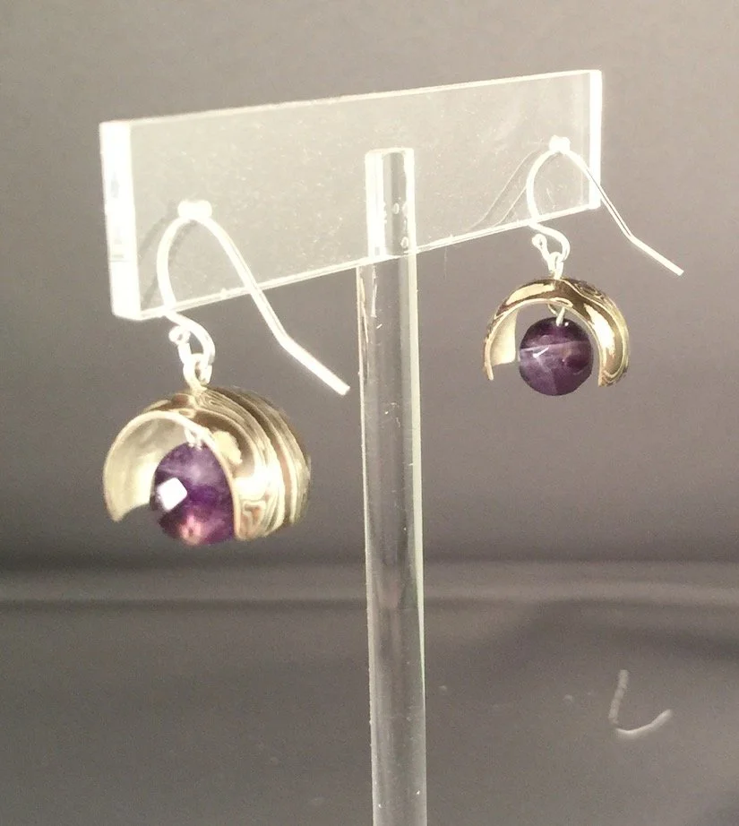 Amethyst and Mokume Gane Earrings