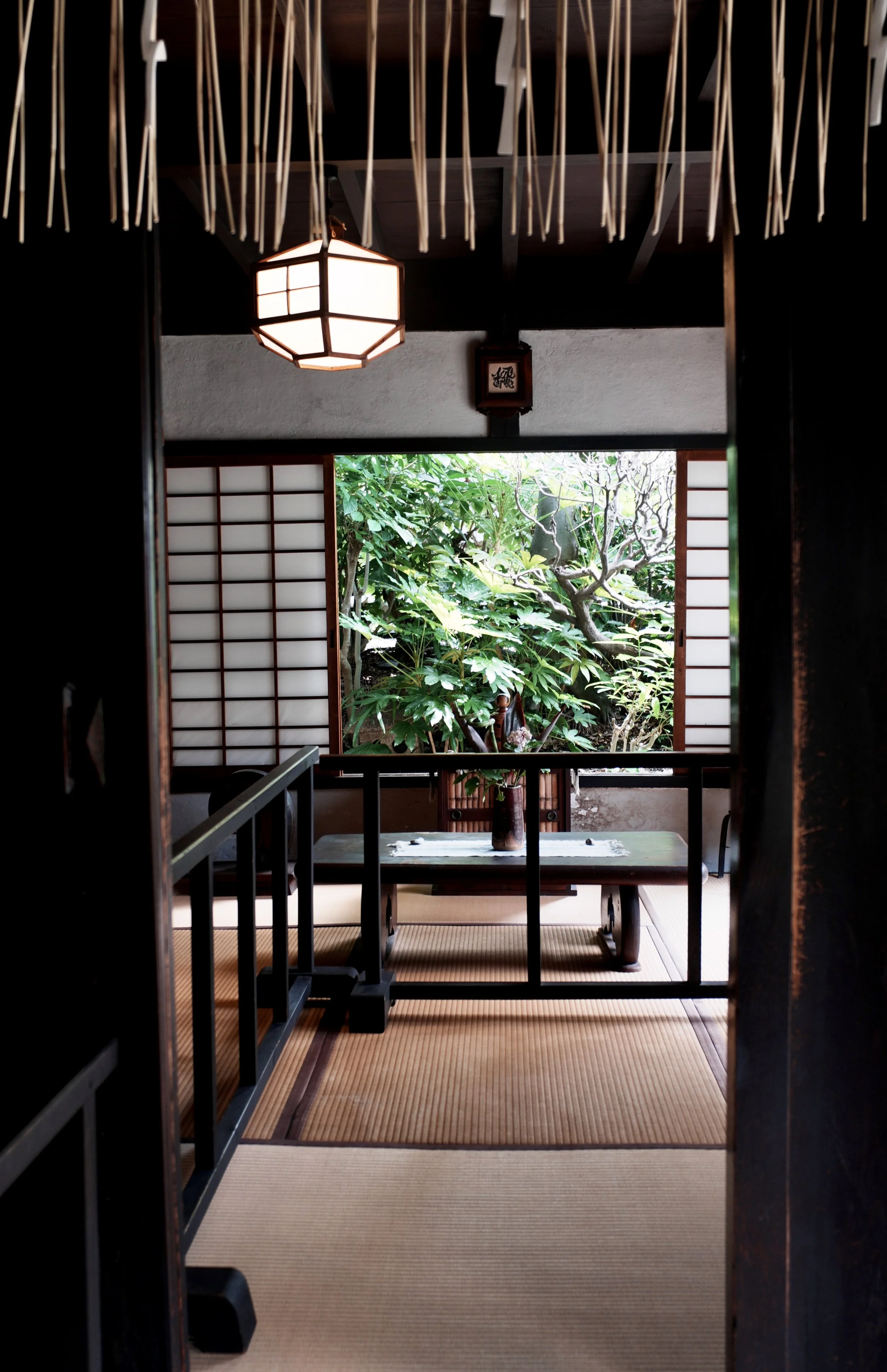 Open atrium in Kawai Kanjiro's Kyoto house, with shoji screens and tatami. The mingei potter designed the house himself and built much of its furniture. Now a memorial museum in Kyoto.