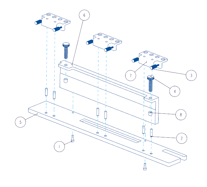 Isometric View of the Frame Adjustment Tool in Exploded View with BOM Balloon References