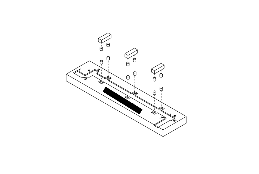 Isometric View of Cable Folding Fixture Tool - Exploded View of Assembly