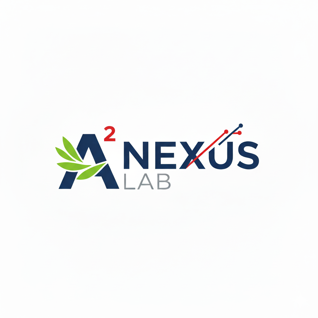 Logo for A2 Nexus Lab, featuring a stylized letter A with green leaves, the text 'NEXUS LAB', and two intersecting lines representing a graph or data trend.