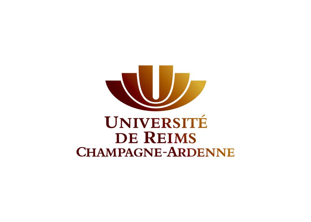 Logo of the University of Reims Champagne-Ardenne, featuring a stylized golden emblem and the university's name in dark red and gold lettering.