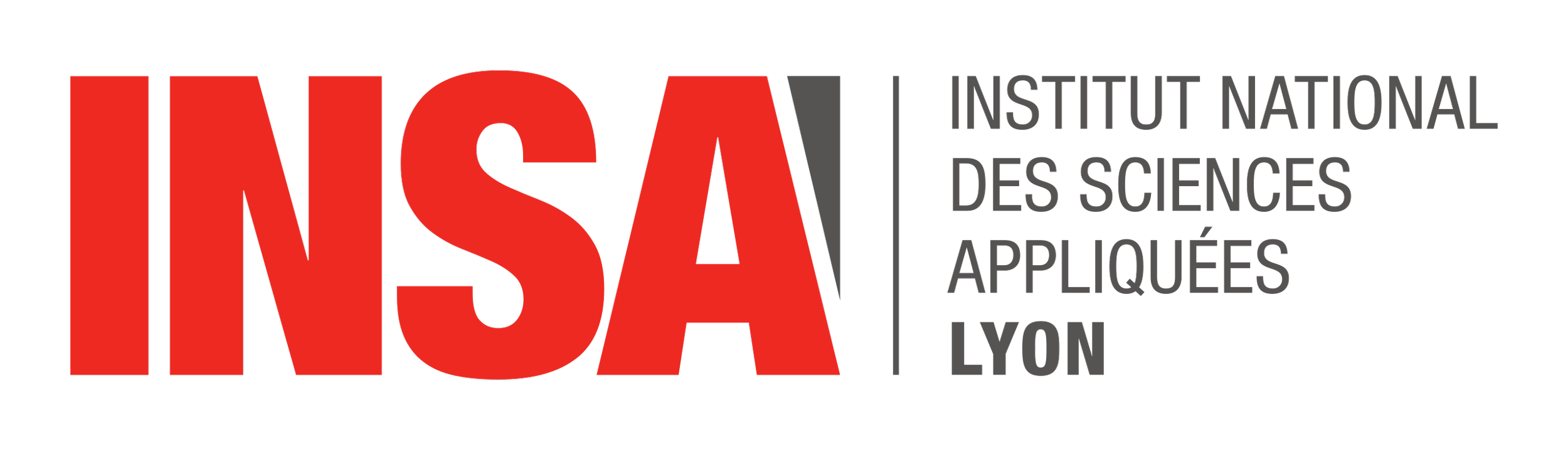 Logo of INSA Lyon, the National Institute of Applied Sciences in Lyon, with large red letters 'INSA' followed by smaller gray text "Institut National des Sciences Appliquées Lyon" on a black background.