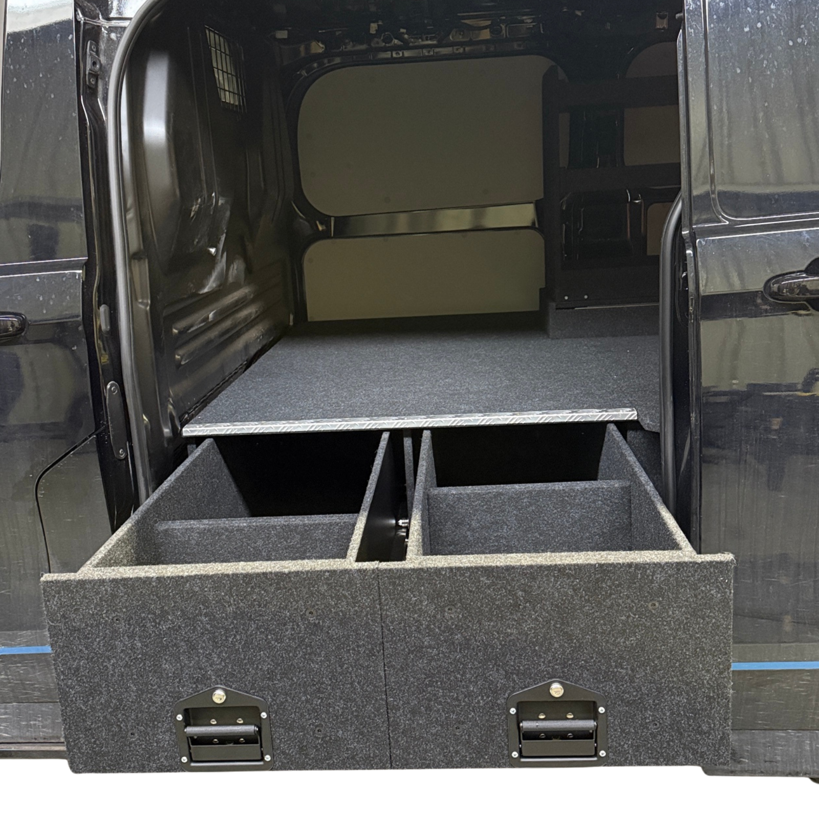 Ford Transit Custom sliding door drawer van storage system layout