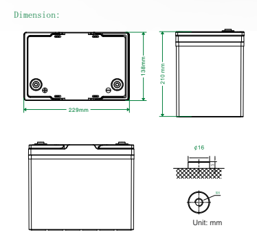 Neuton 100Ah Mini Lithium Battery NPL12-100MI Compact Deep Cycle Terminals Close Up