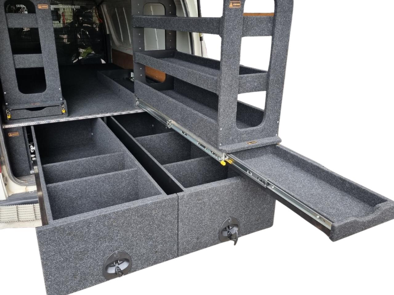 Ford Transit Custom drawer compartments designed for organised tool and parts storage