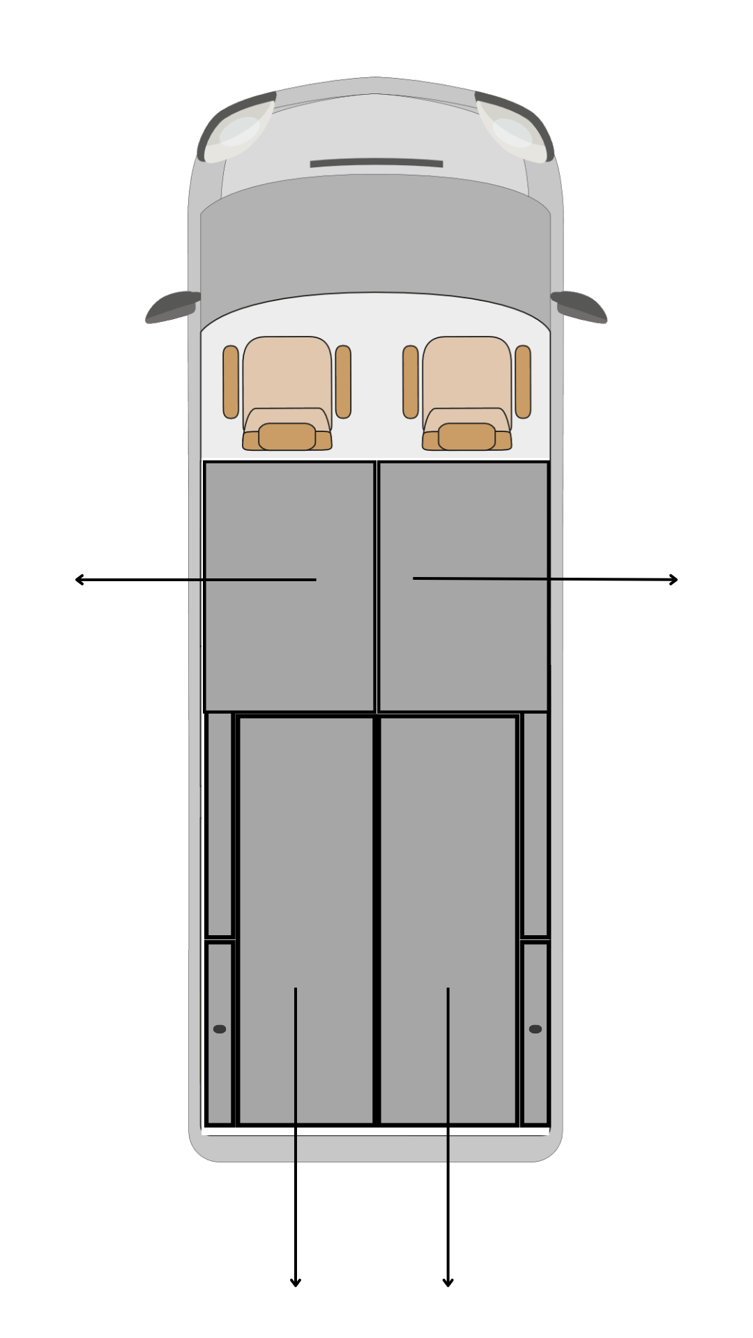 Ford Transit Custom 4 drawer twin opposed van storage system layout with drawers accessible from both sides