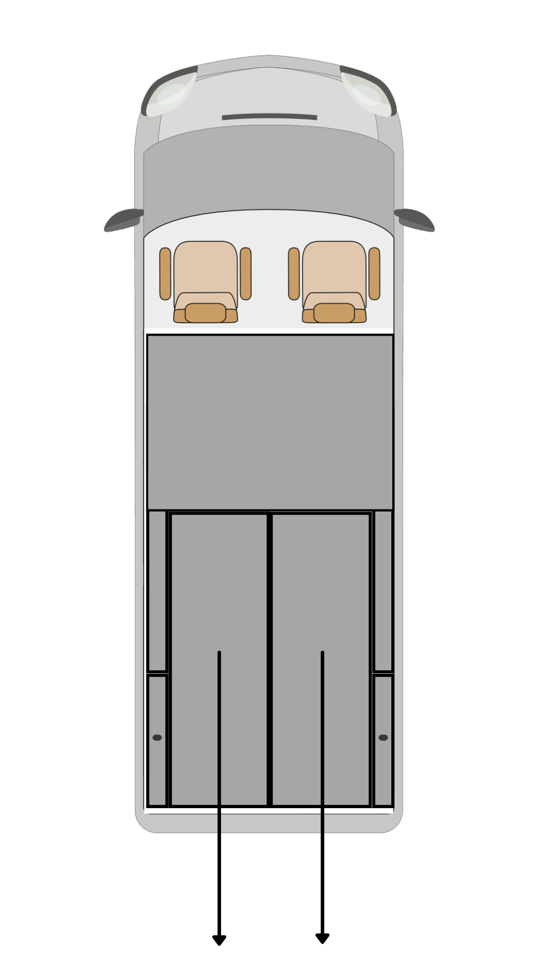 Ford Transit Custom twin rear drawer van storage system layout