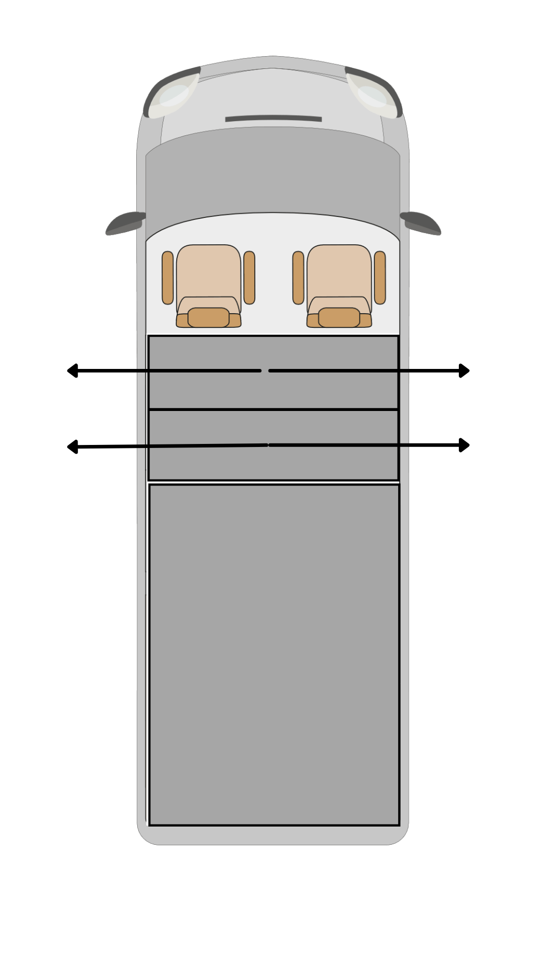 Ford Transit Custom sliding door drawer van storage system layout with front mounted drawers