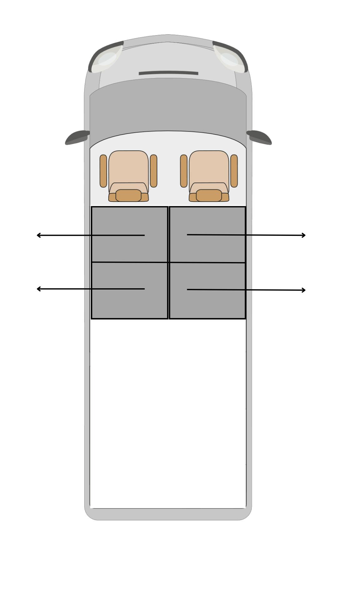 Ford Transit Custom quad front drawer van storage system layout along the sliding door side
