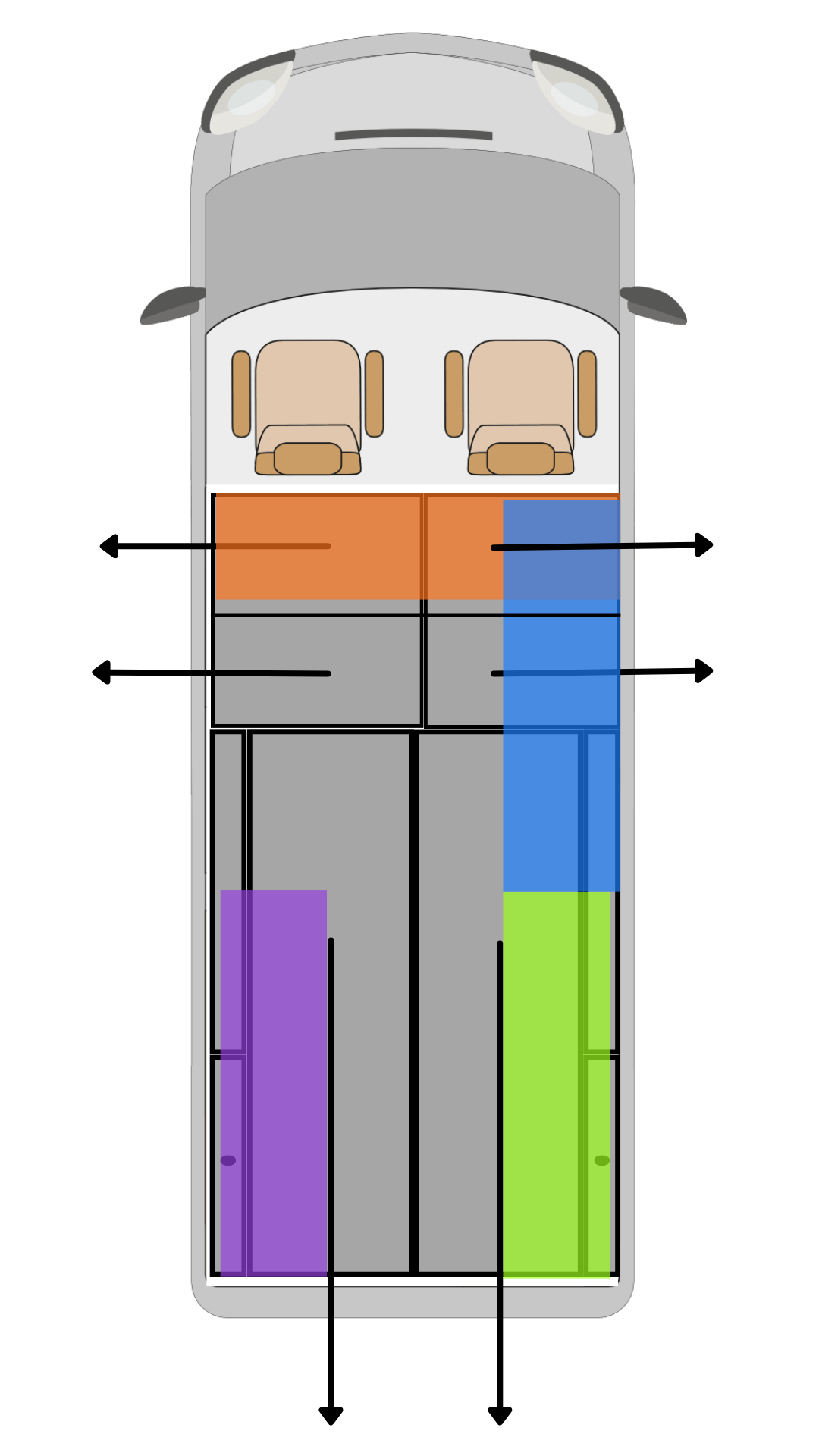 Ford Transit Custom 6 drawer trade van storage system with quad opposed side drawers and rear drawers