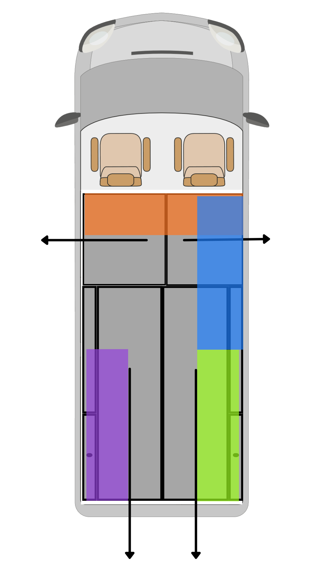 Ford Transit Custom 4 drawer twin opposed van storage system with drawers accessible from both sides