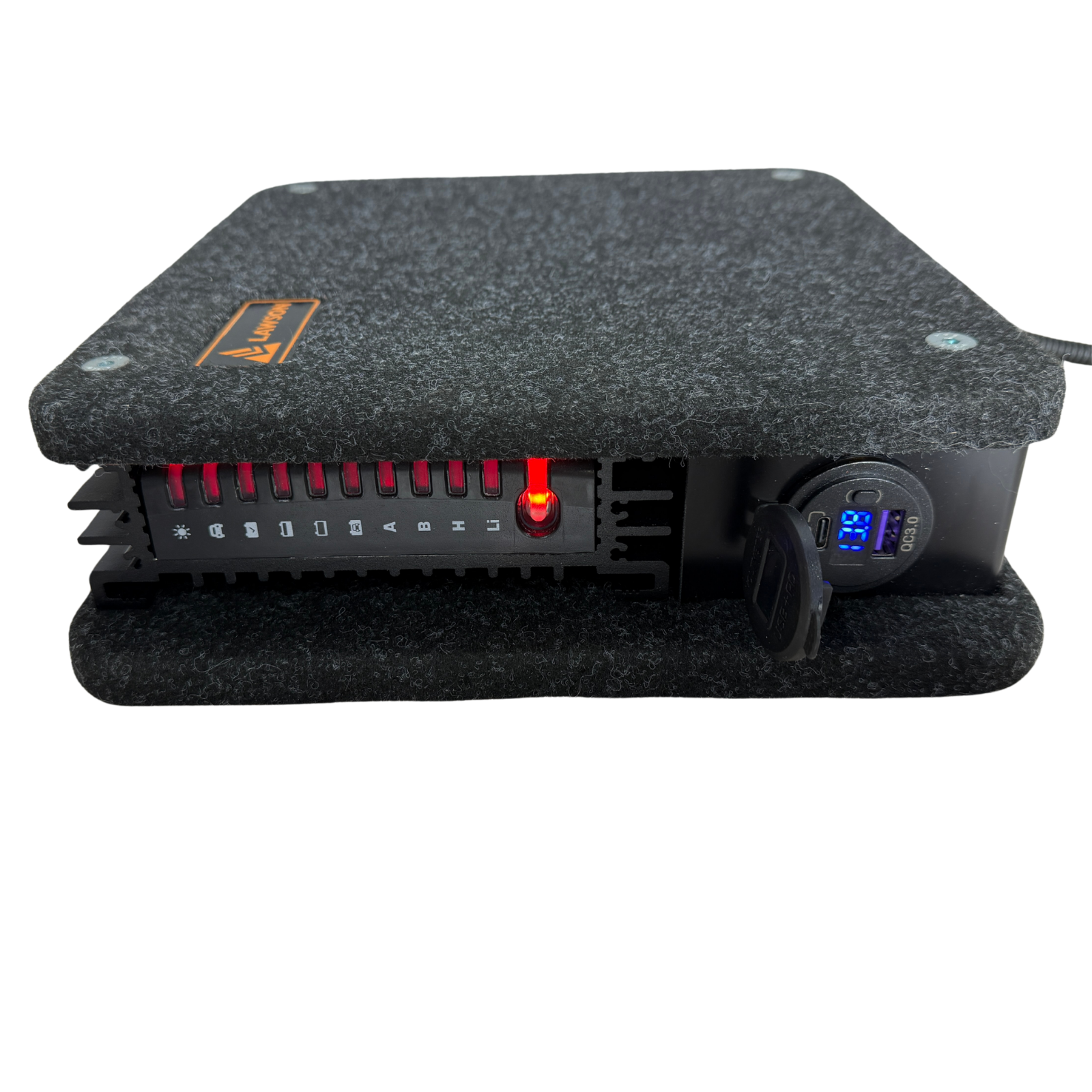 Alpha Pod 25 with front lights on and Led Gauge open cover on red led.png