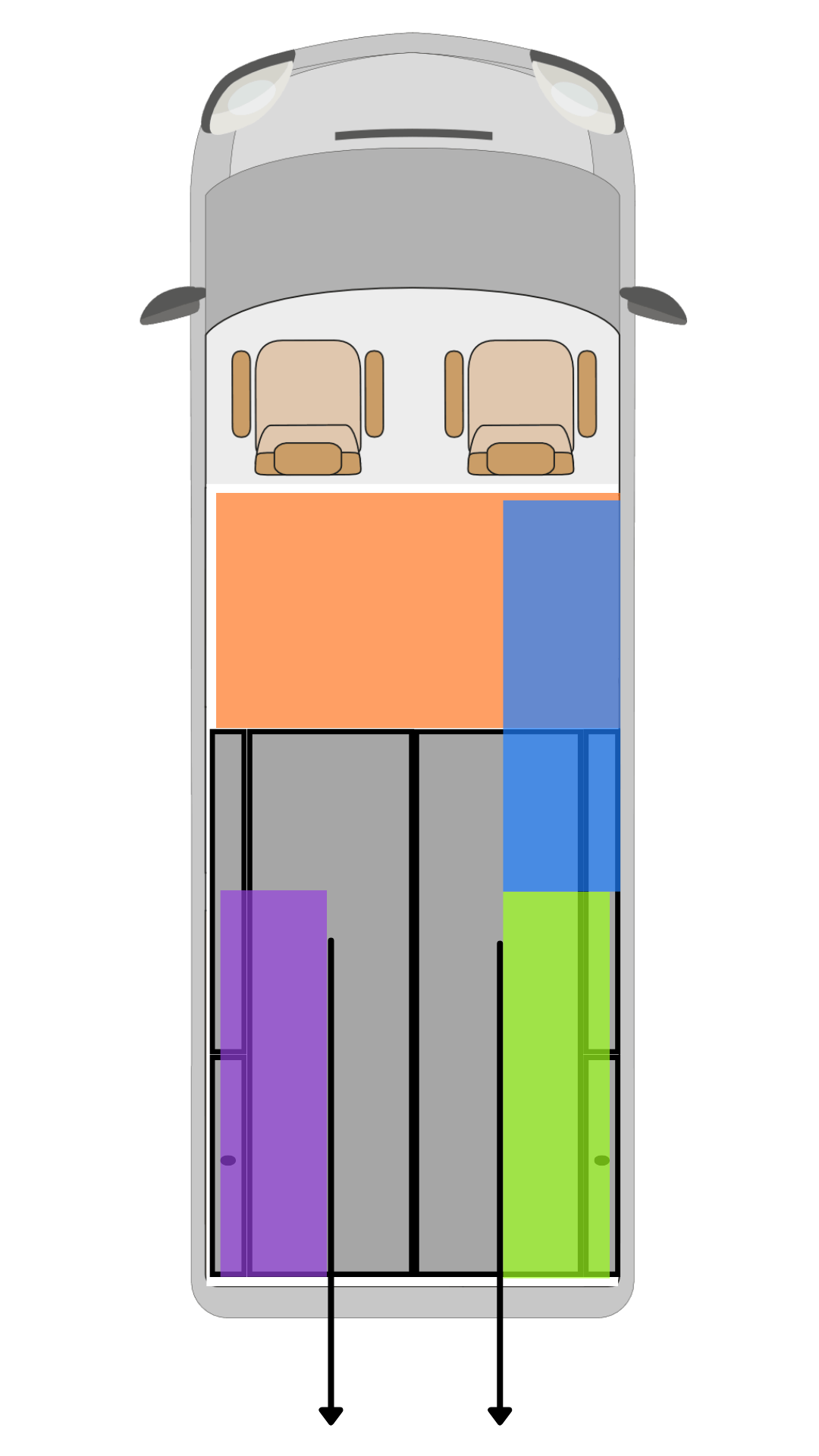 Ford Transit Custom twin rear drawer van storage system with flat deck platform