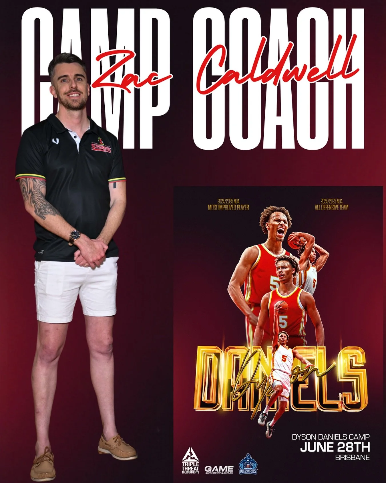 Coach Announcement for the Dyson Daniels Experience 2026. Introducing @zaccaldwell 

Zac is an experienced basketball coach and program facilitator with experience across representative, school and club basketball programs in both Queensland and the 