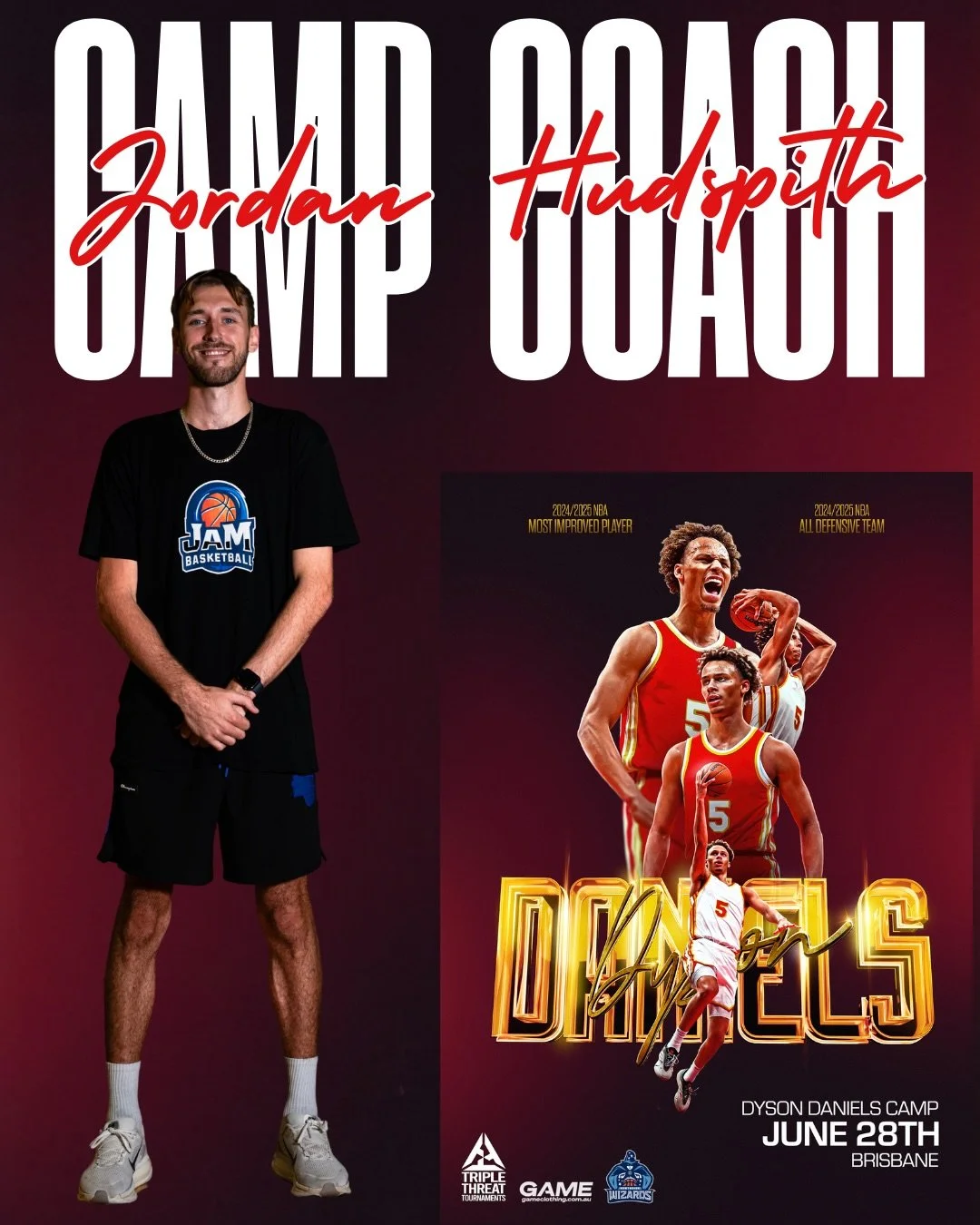 A standout in Brisbane Basketball from juniors to seniors playing and now in coaching. The latest coach to join the Dyson Daniels Experience is @jordanhudspith .

Jordan is currently a @brisbanebullets community development &amp; academy coach. He&rs